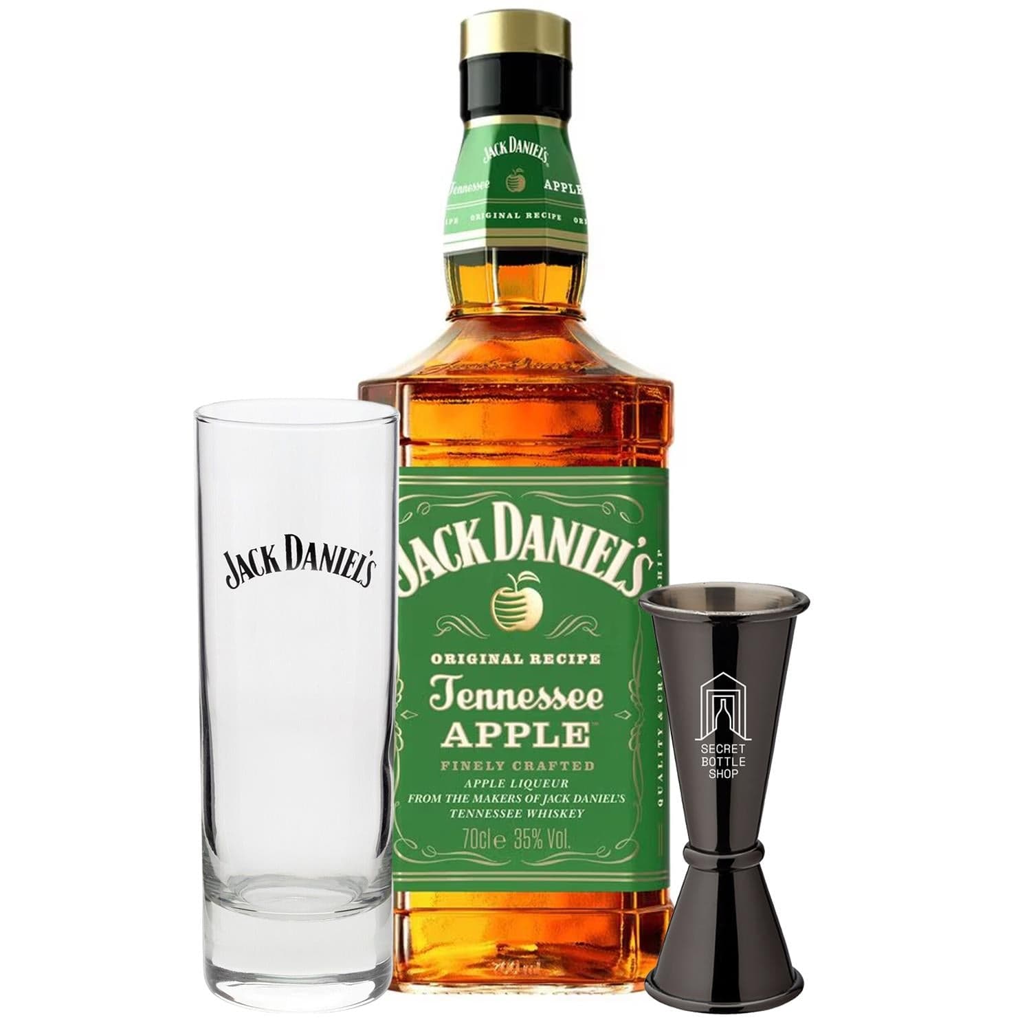 Jack Daniels Apple Whiskey Glass & Jigger Gift Set 70cl