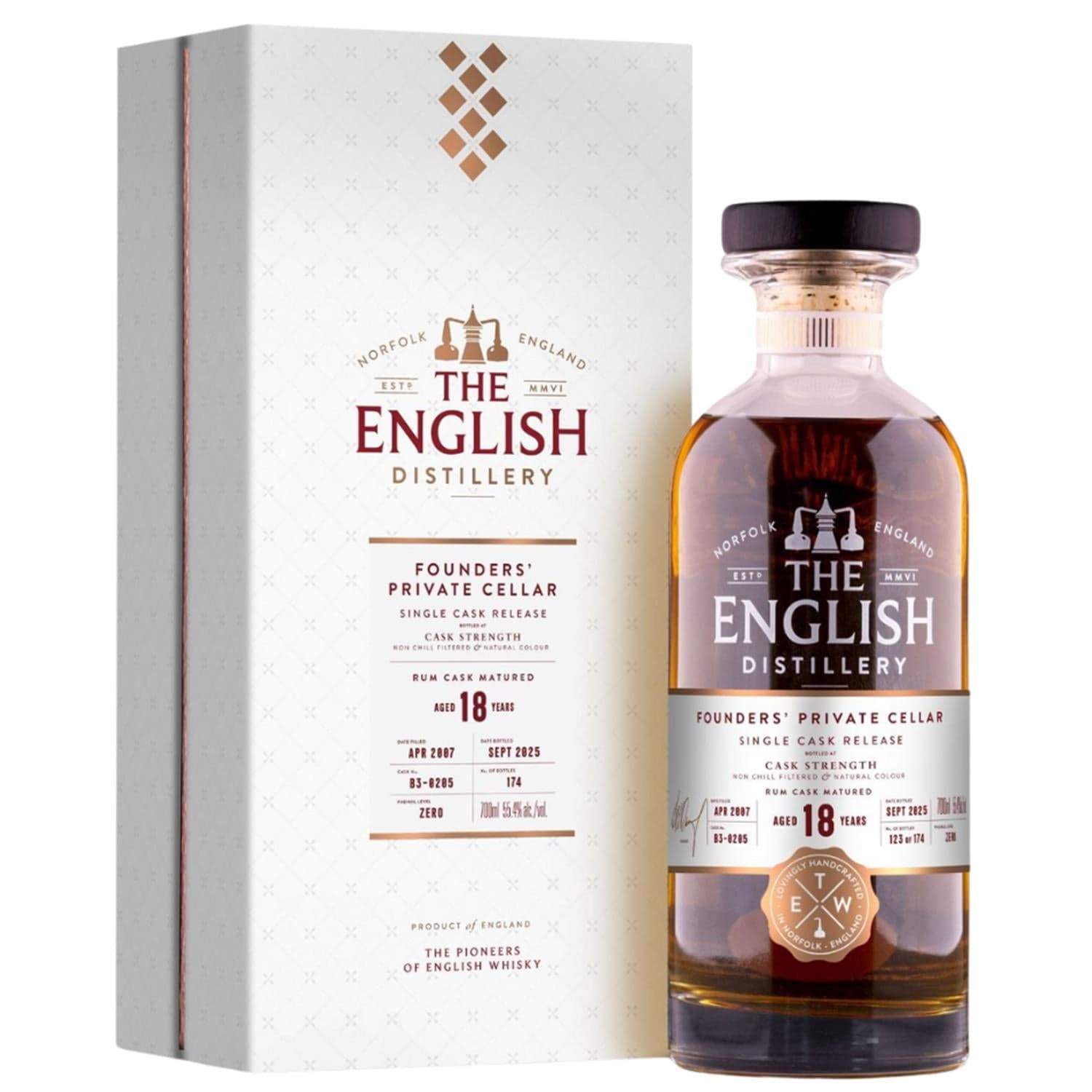 The English Founders Private Cellar 18 Year Old Rum Cask Whisky 70cl