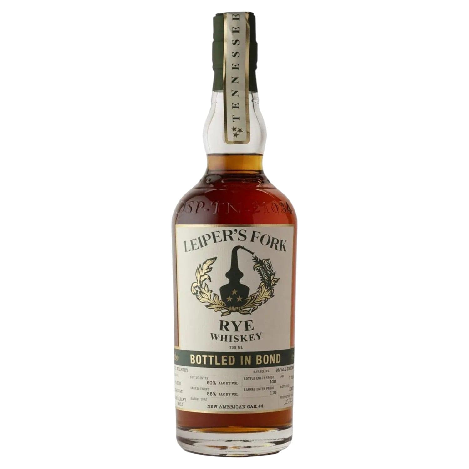 Leipers Fork Rye Whiskey 7 Year Old Bottled In Bond 70cl