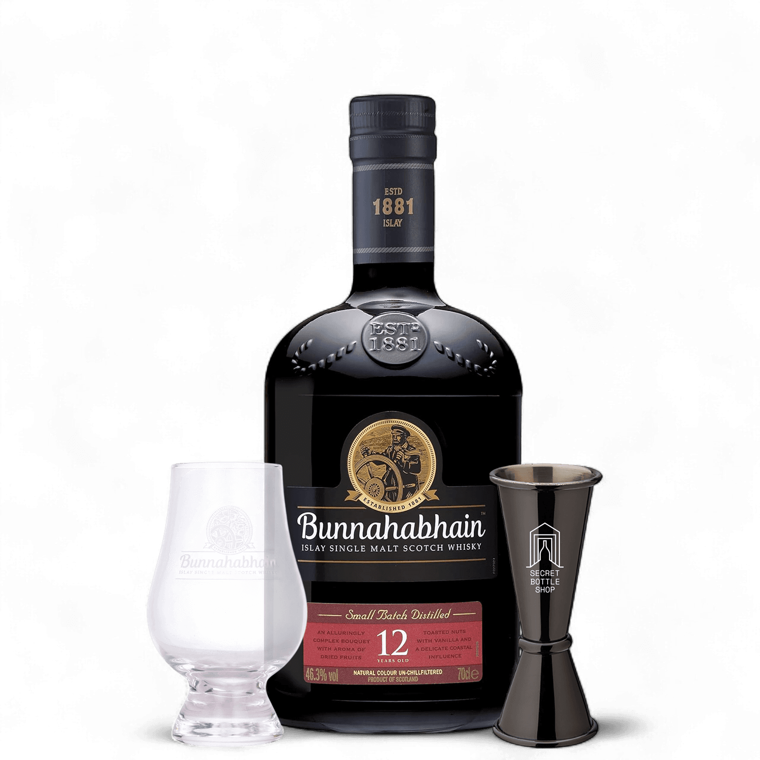 Bunnahabhain 12 Year Old Whisky Glass & Jigger Gift Set 70cl