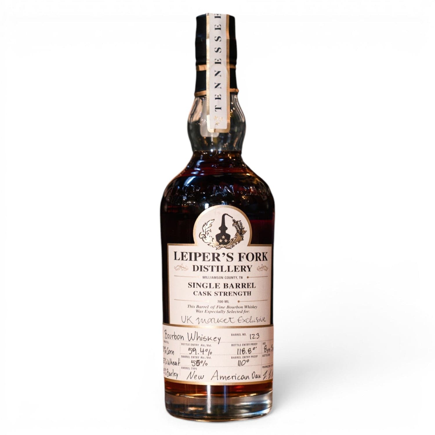 Leipers Fork Bourbon Single Barrel #123 UK Exclusive Cask Strength Bourbon 59.4% 70cl