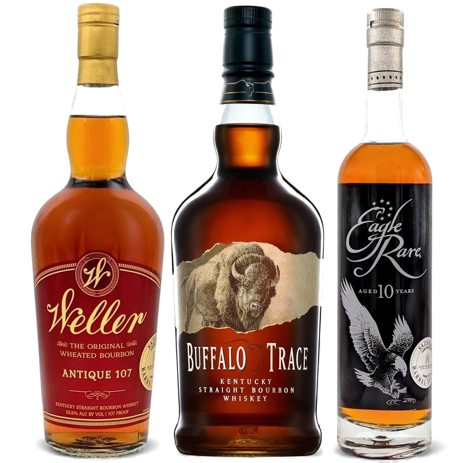 Secret Bottle Shop Sazerac Barrel Pick Trio - Weller Antique 107, Eagle Rare 10 Year Old & Buffalo Trace