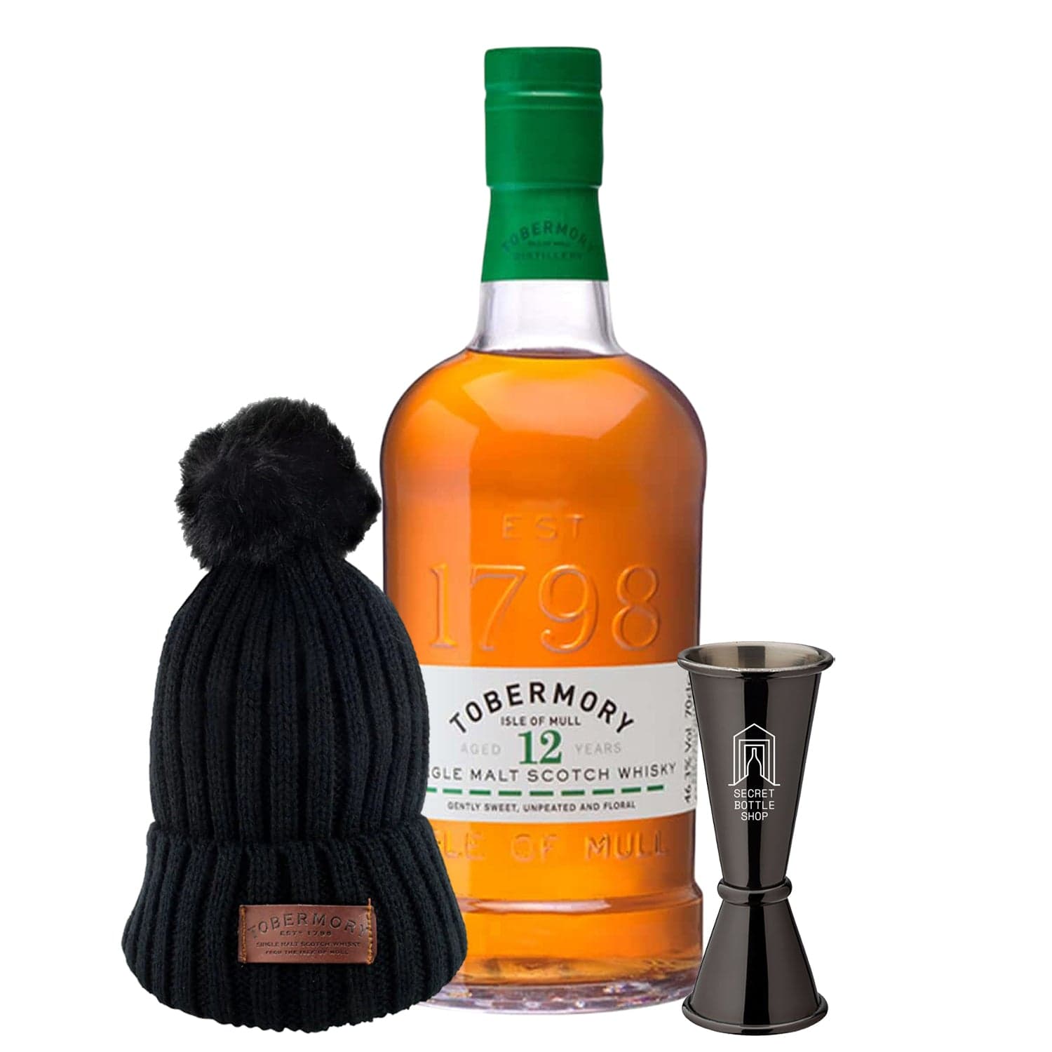 Tobermory 12 Year Old Scotch Whisky & Bobble Hat 70cl